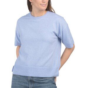 MARLED Blue Heron Boxy Fit Short Sleeve Pullover Sweater